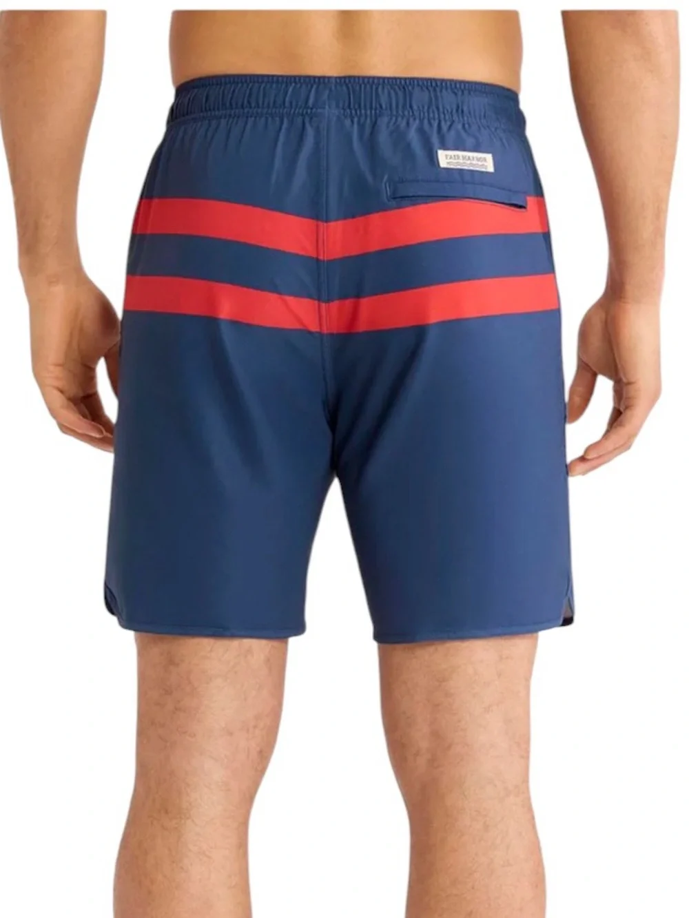Fair Harbor Men’s Anchor Lined Trunks Navy Red Stripes Large Orig $88